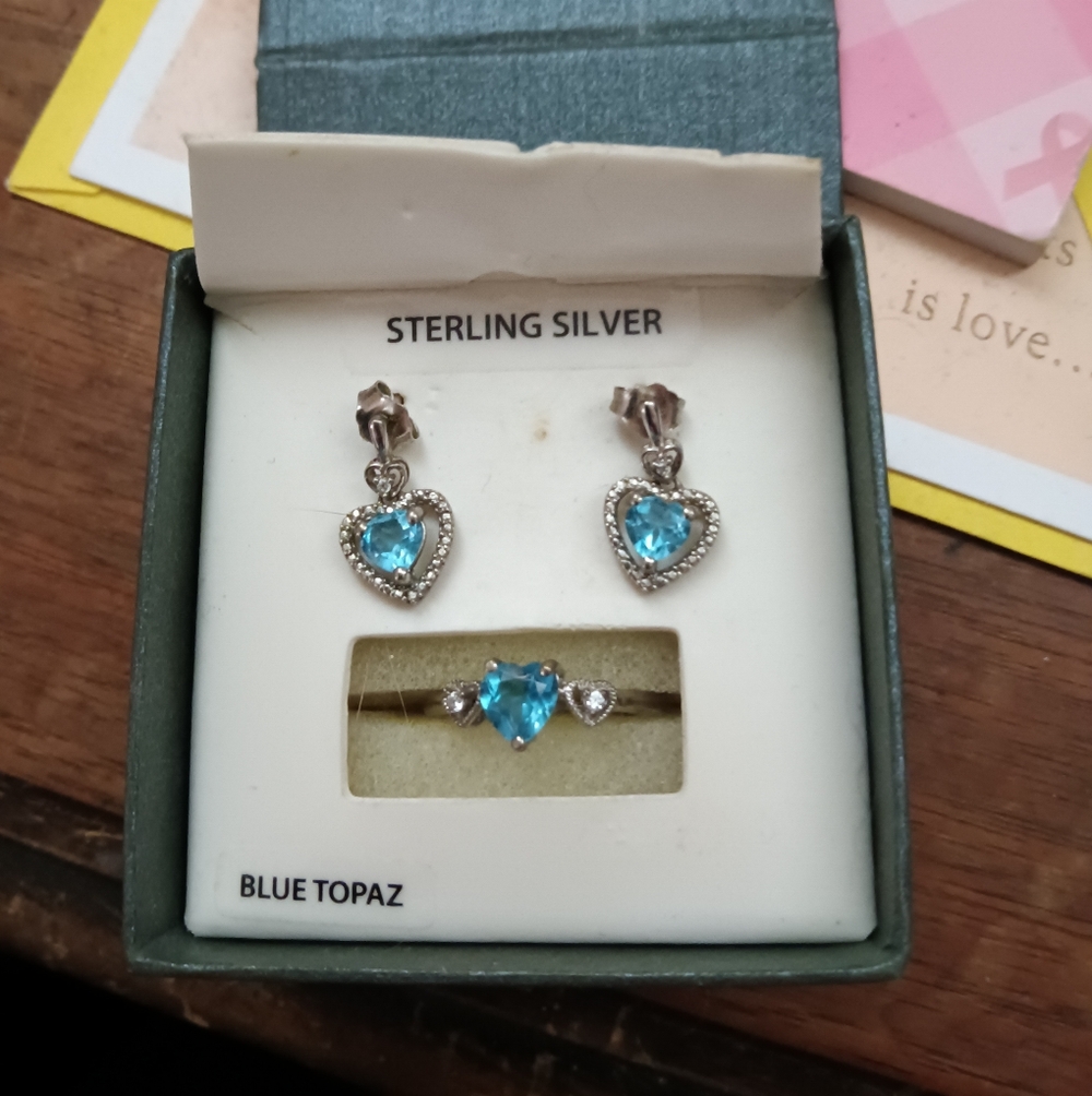 Kohl's Sterling Silver Earrings with Blue Topaz Hearts